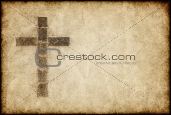 christian cross on parchment