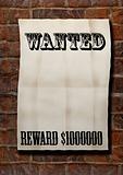 old paper blank Wanted!Reward 1000000$
