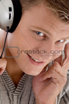 smiling man with headphone