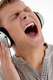 shouting man with headphone