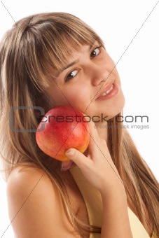 Portrait of a girl with red apple