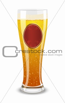 Vector illustration of a beer glass with label 