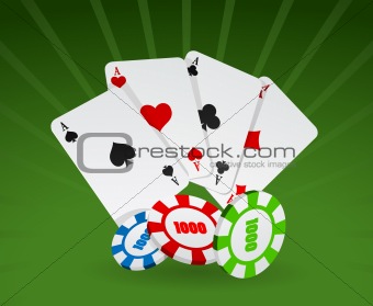 Vector illustration of cards and chips 