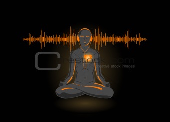 Vector illustration of yoga listening his heart
