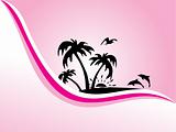 stylized background with palm tree and wave elements, design2