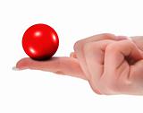 hand holding blank red 3D ball