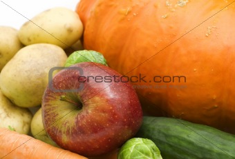 red apple and vegetables