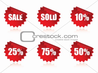 Sale sticker set with reflections