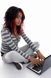 attractive girl working on laptop