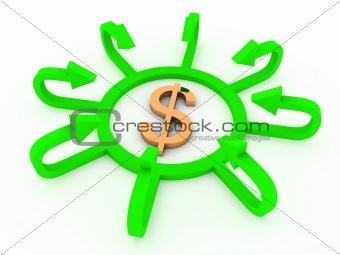 dollar sign with profit arrows