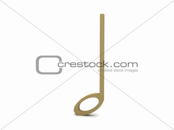 three dimensional musical note in golden color