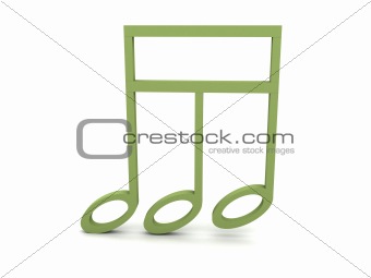 view of three dimensional green musical clef note