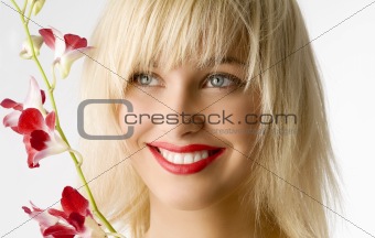 red lips and flower
