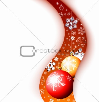 Christmas card - snowflakes and bulbs