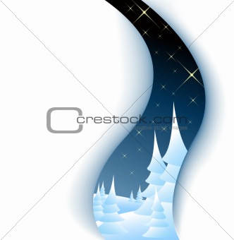 Christmas card with winter landscape