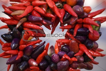 Round Red Purple Chili Peppers Wreath