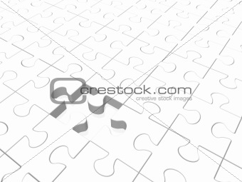 3D render of a Jigsaw Puzzle with a missing piece.