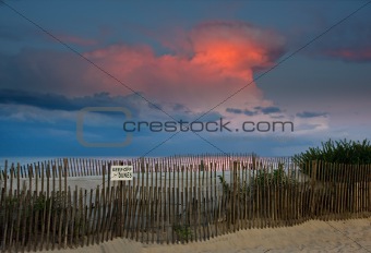 Beach Sunset and Thunderhead