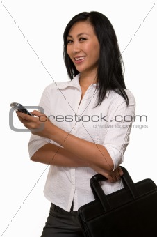 Woman holding briefcase