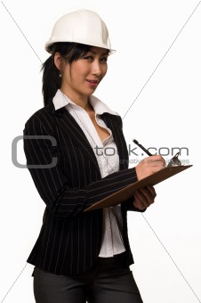 Business woman in hard hat