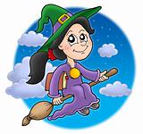 Cute witch on broom