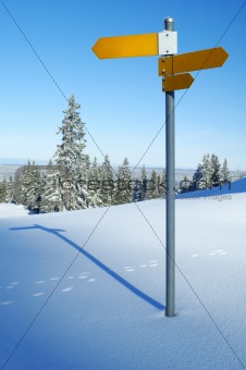 Signpost in the snow