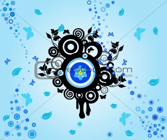Background with circles and floral elements - ivector