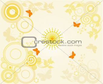 Background with circles and floral elements - ivector