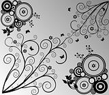Background with circles and floral elements