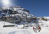 Ski lifts in the mountains in Dolomiti