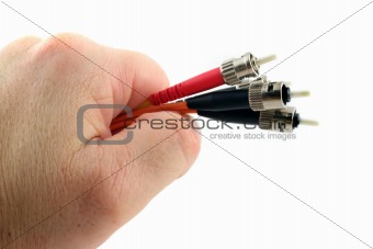 Fiber Optic Computer Cable held in the Hand