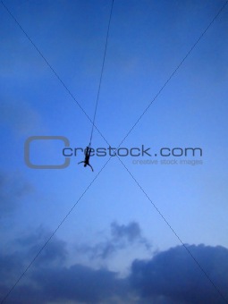 Bungee jumping at dusk