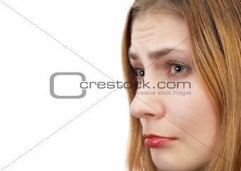 Side view portrait of a sad girl