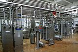 temperature control valves and pipes  in dairy production factory