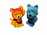 Toys bear and wolf clipping path 