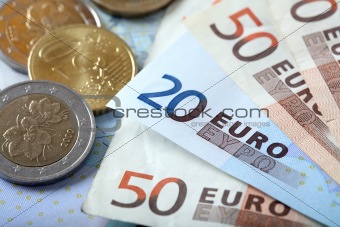 Colorful euro banknotes