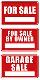 For Sale and Garage Sale signs