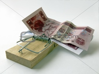 mousetrap with Chinese banknotes