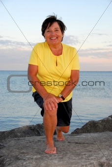 Mature woman exercising