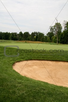 Golf Hole with Flag and Sand Trap