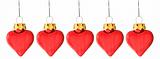 Several heart shaped christmas bauble
