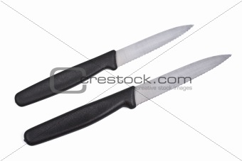 Two kitchen knives isolated on white