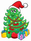Santa xmas tree with gifts