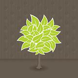 Tree with green leafs with flower pattern. Vector