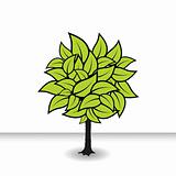 Tree with green leafs. Vector