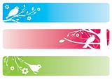 Three bird and flower banners