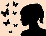 Girl and butterflies