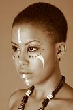 indigenous Afro American woman in tribal facepaint
