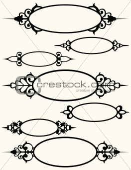 Seven Oval Frames with Flourishes