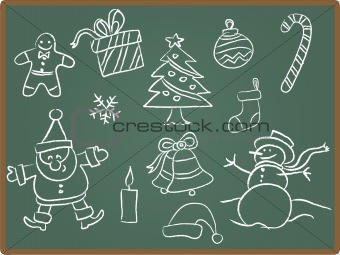 Christmas icon on Chalkboard